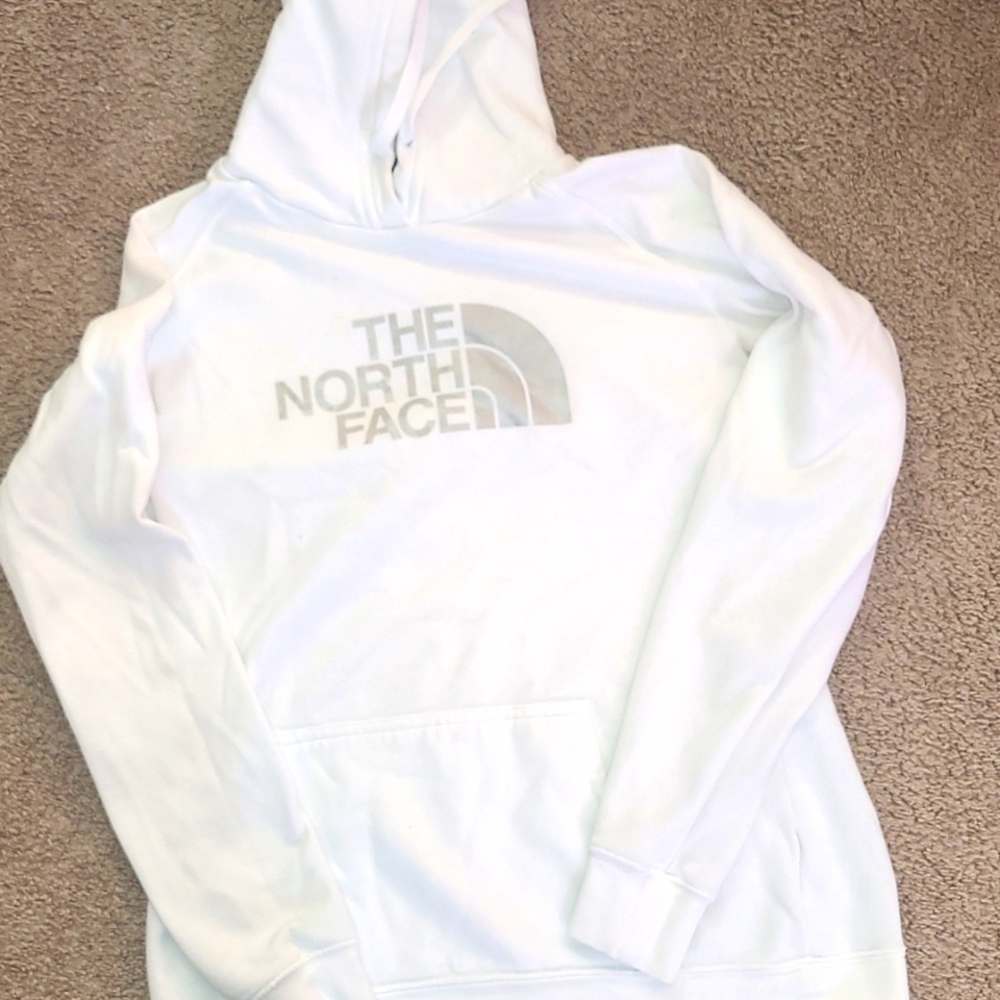 North Face Hoodie in White Women's Medium in good condition